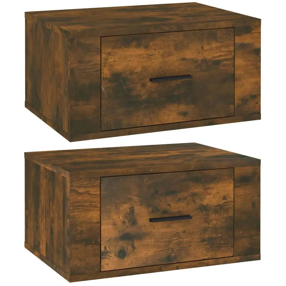 vidaXL Nachtkastjes 2 st wandgemonteerd 50x36x25 cm gerookt eikenkleur
