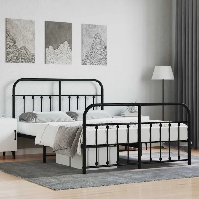 vidaXL Bedframe met hoofd- en voeteneinde metaal zwart 140x200 cm