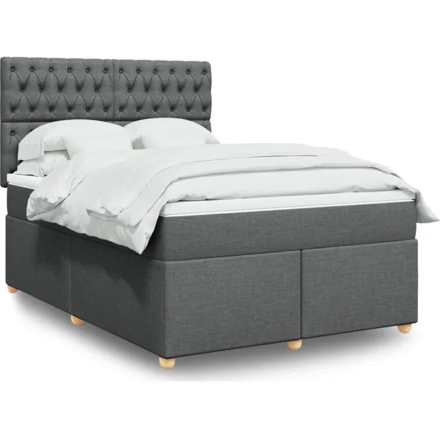 vidaXL Boxspring met matras stof donkergrijs 140x200 cm grijs