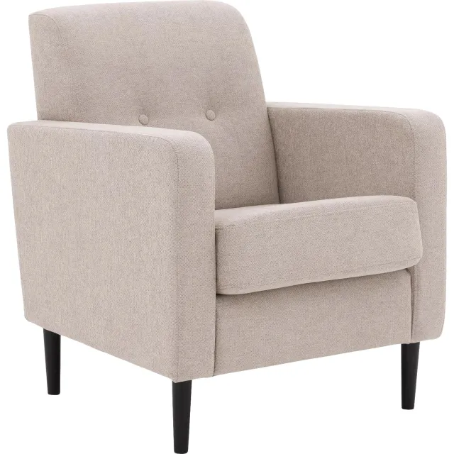 Goossens Fauteuil Hipp - Stof - Beige - Met Armleuning