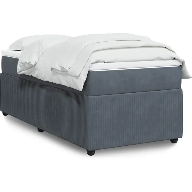 vidaXL Boxspring met matras fluweel donkergrijs 100x200 cm grijs