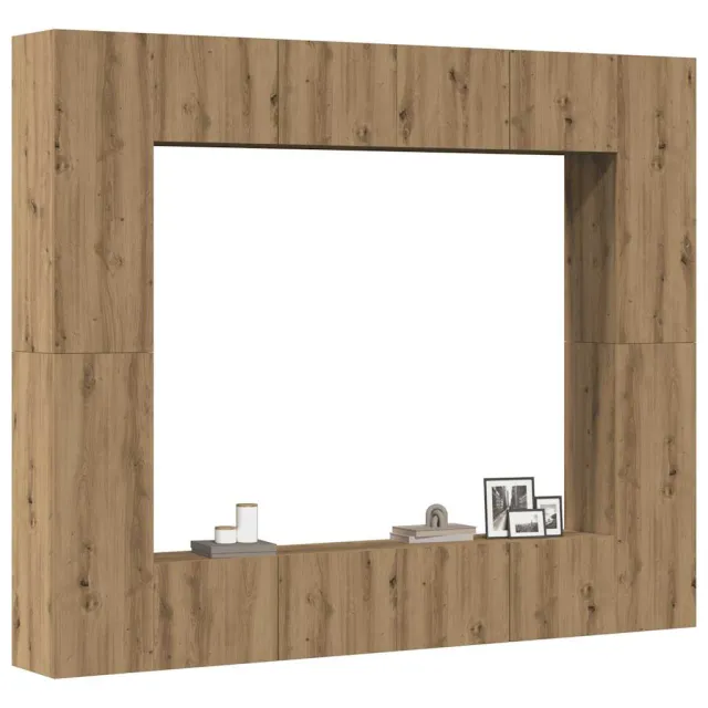 vidaXL 8-delig Tv-meubelset wandmontage bewerkt hout artisanaal eiken Bruin