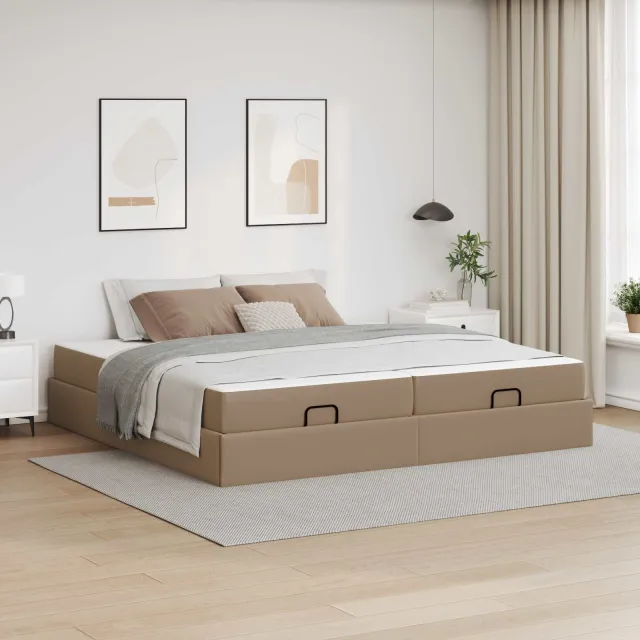 vidaXL Bedframe met matras Anders 2 st Tan PVC