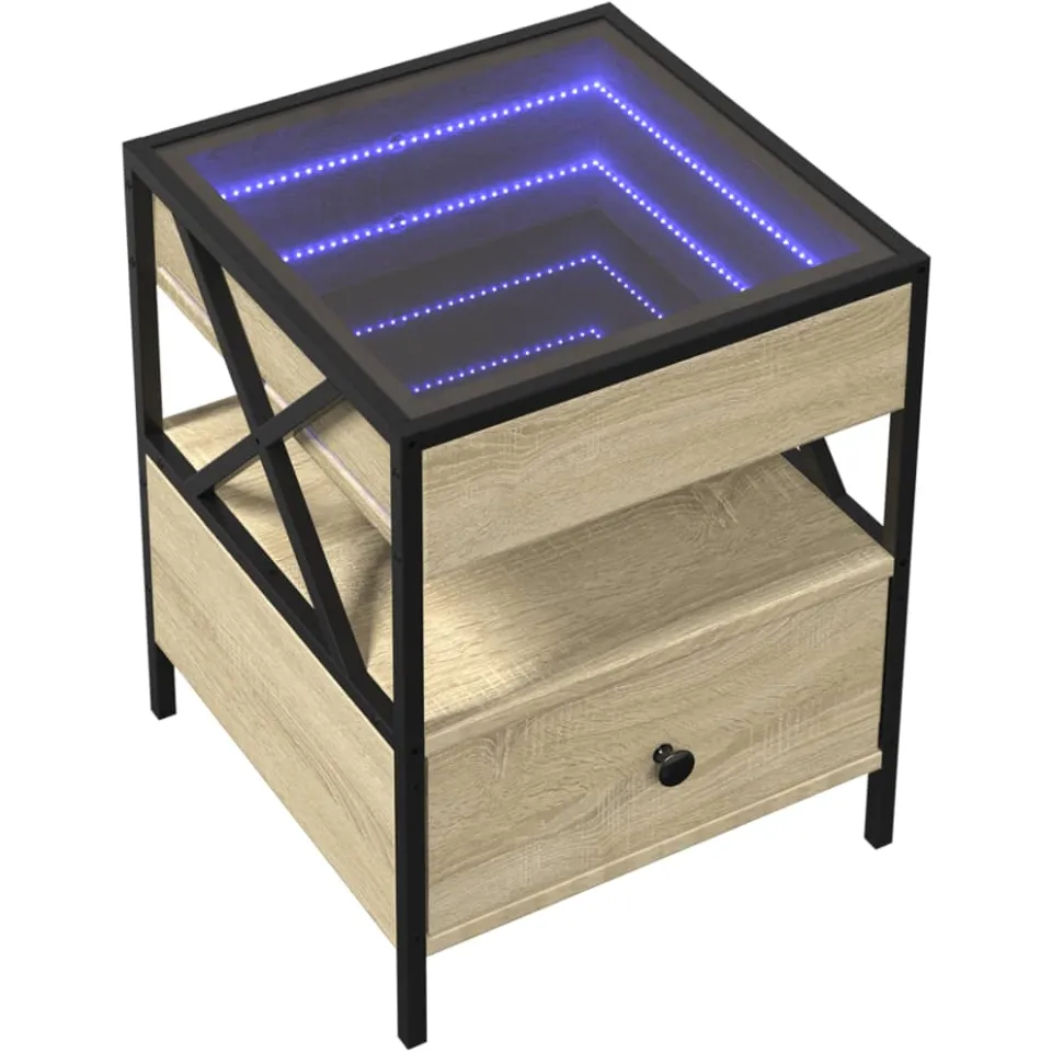 vidaXL Salontafel met Infinity LED 40x40x51 cm sonoma eikenkleurig, foto 4