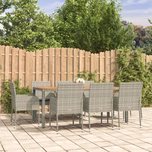 vidaXL 9-delige Tuinset met kussens poly rattan grijs, foto 2