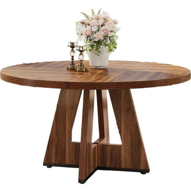 Happiq Ronde Eettafel Paris - Voor 4 personen - 120cm - Voor Keuken of eetkamer - Bruin