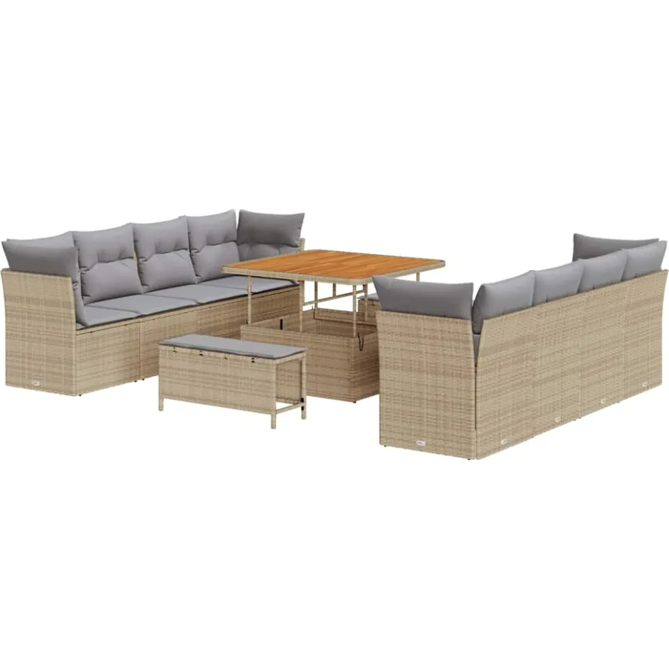 vidaXL Tuinbankenset 11 st Beige poly rattan