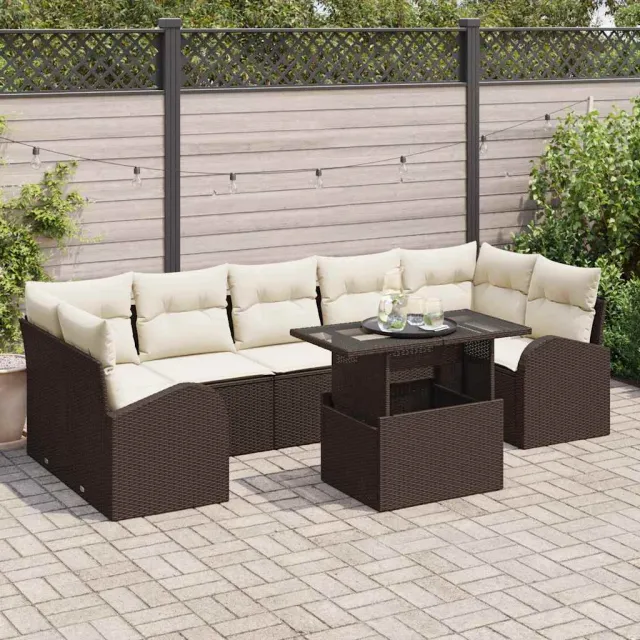 vidaXL Tuin Sofa Set 8 st Bruin poly rattan, foto 2