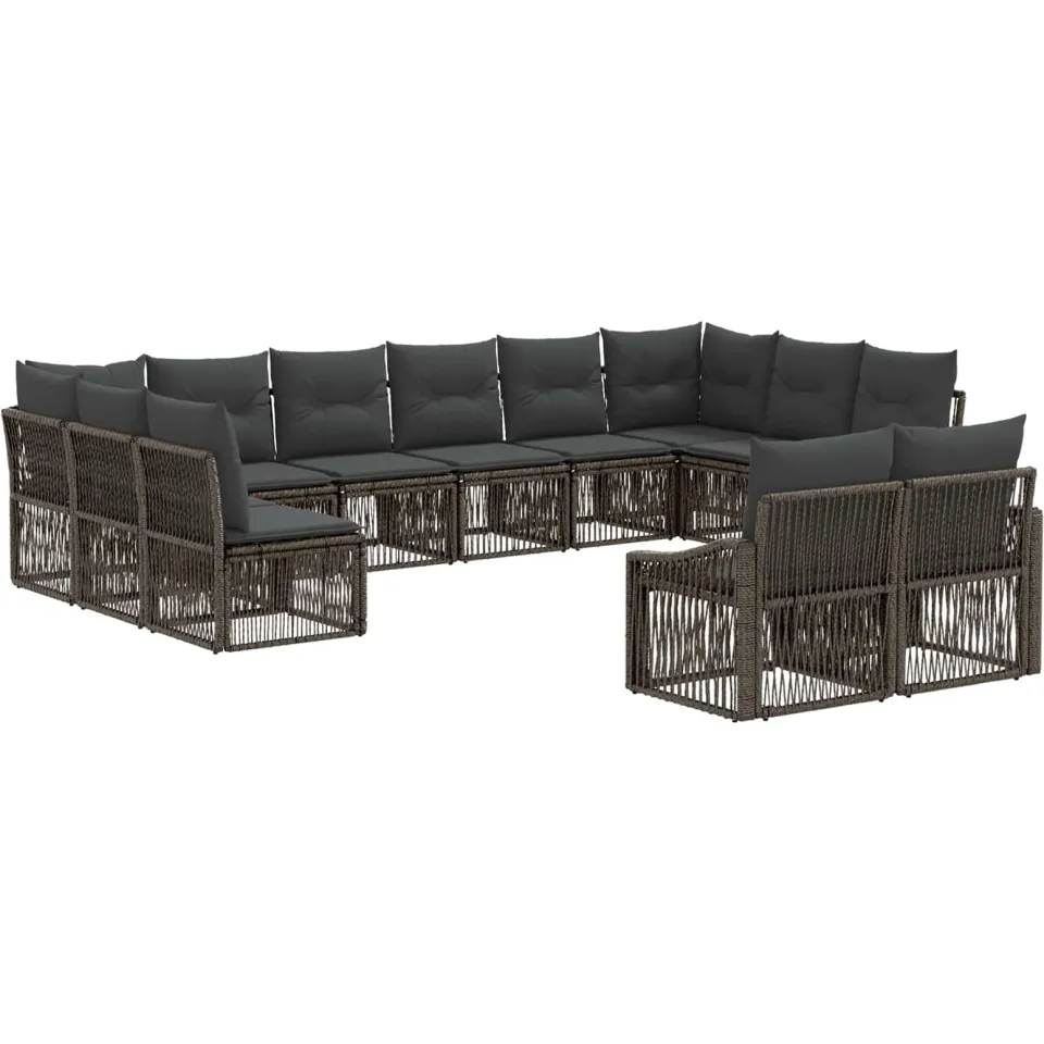 vidaXL Tuinbankenset 12 st 12-zits Grijs poly rattan, foto 3