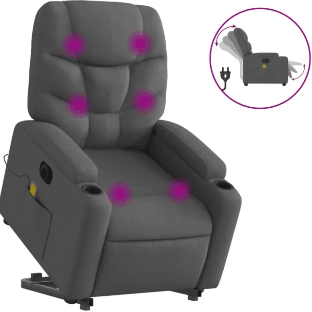 vidaXL Sta-op-massagestoel - elektrisch - verstelbaar - stof - donkergrijs