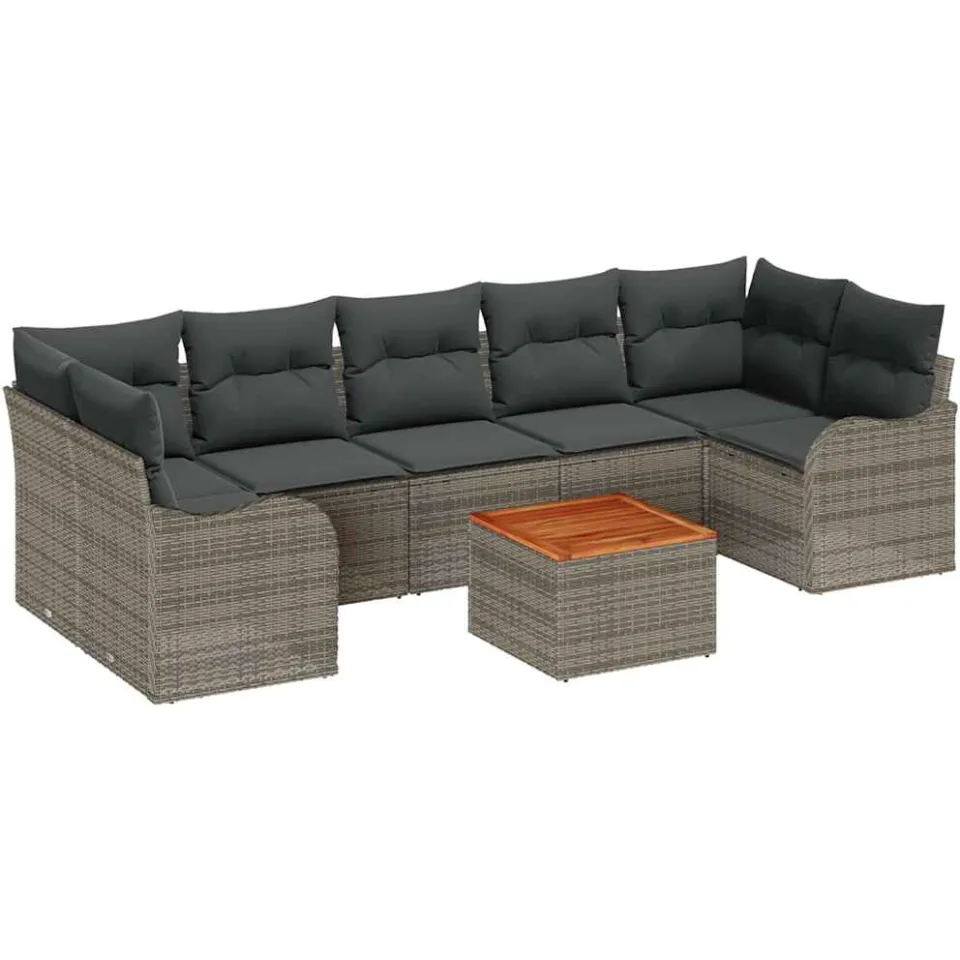 vidaXL Tuinbankenset 8 st Grijs poly rattan