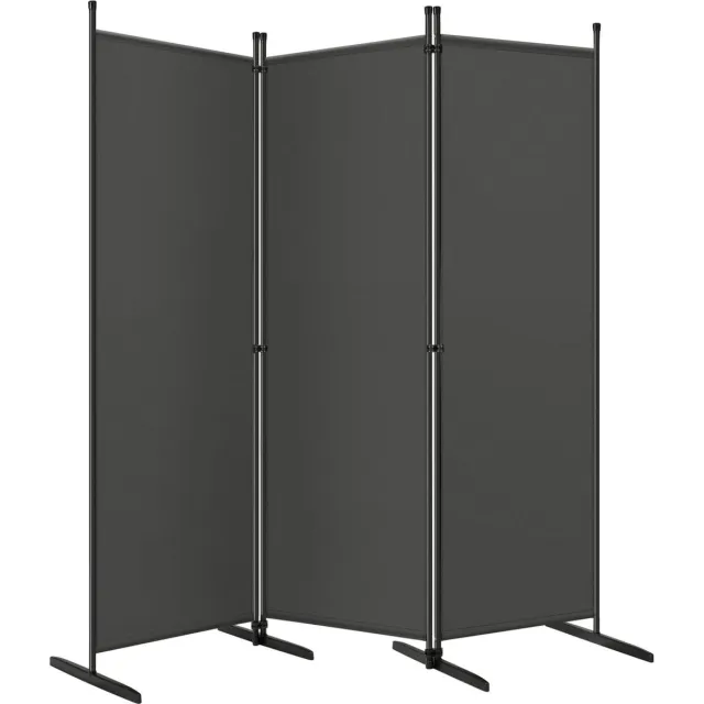 BukkitBow Opvouwbare Kamer Verdeler / Kamerscherm met 3 Panelen - Donkergrijs - 167x177cm Donker Grijs