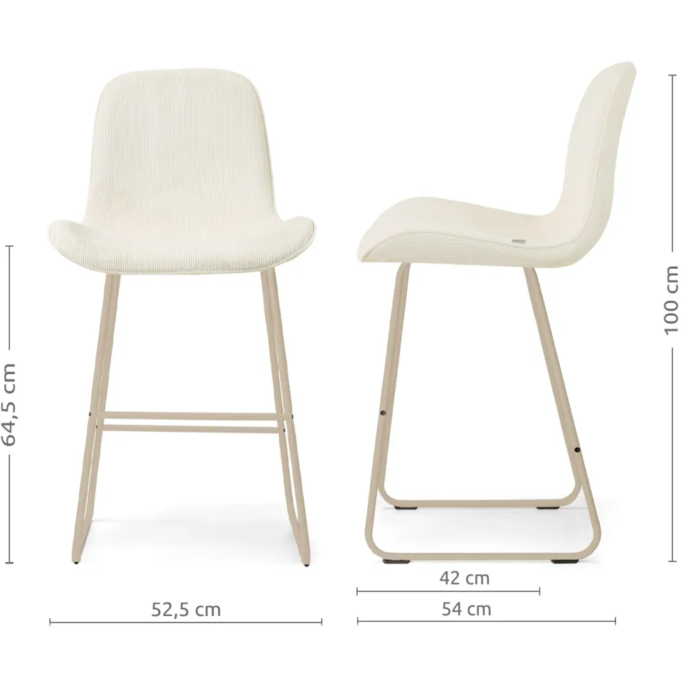 Nolon Nino-Fé barkruk rib beige - beige onderstel - 65 cm, foto 2