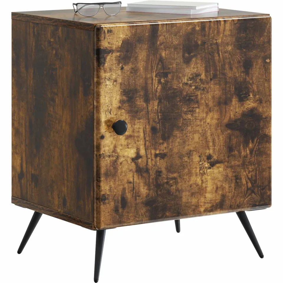vidaXL Nachtkastje Gerookt eiken 43 x 34,5 x 50 cm Bewerkt hout Bruin