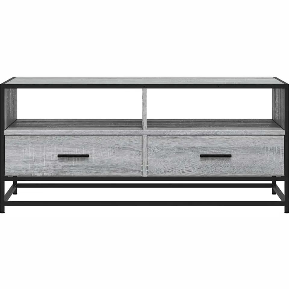 vidaXL Salontafel 100x50x45 cm bewerkt hout en metaal grijs sonoma, foto 4