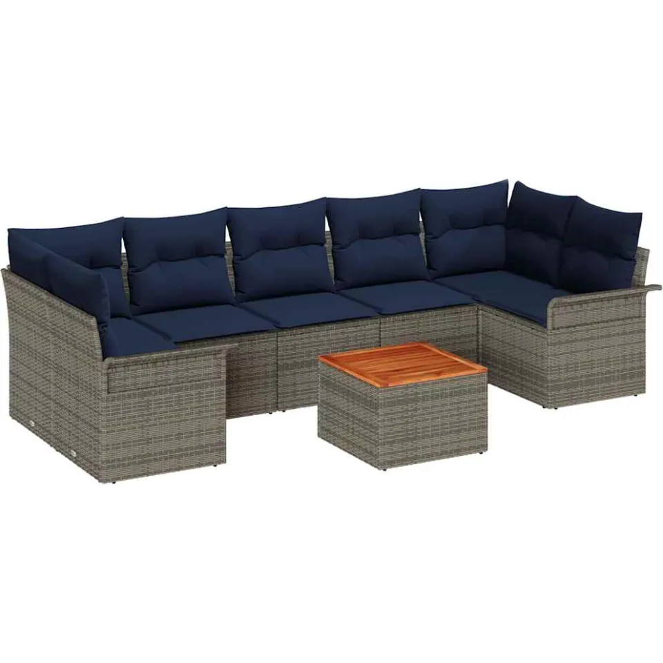 vidaXL Tuinbankenset 8 st Grijs poly rattan