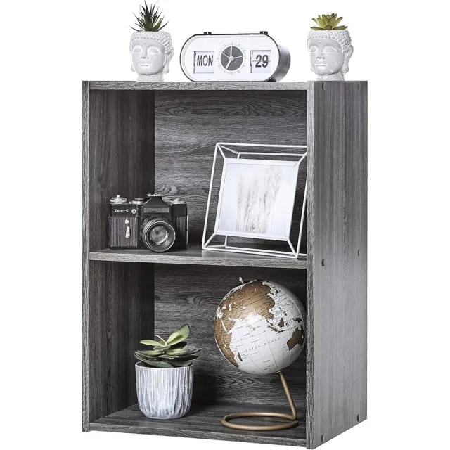 Movian CX-2 Basic Storage Shelf, Cabinet Drawers / Wooden Cabinet with Shelves / Cube Bookcase, Easy Assembly, Modular, Office, Living Room, Bedroom, Grey Oak eiken grijs