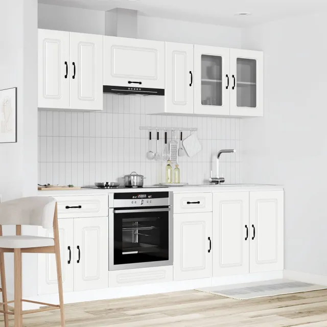 vidaXL 8-delige Keukenkastenset Kalmar bewerkt hout wit