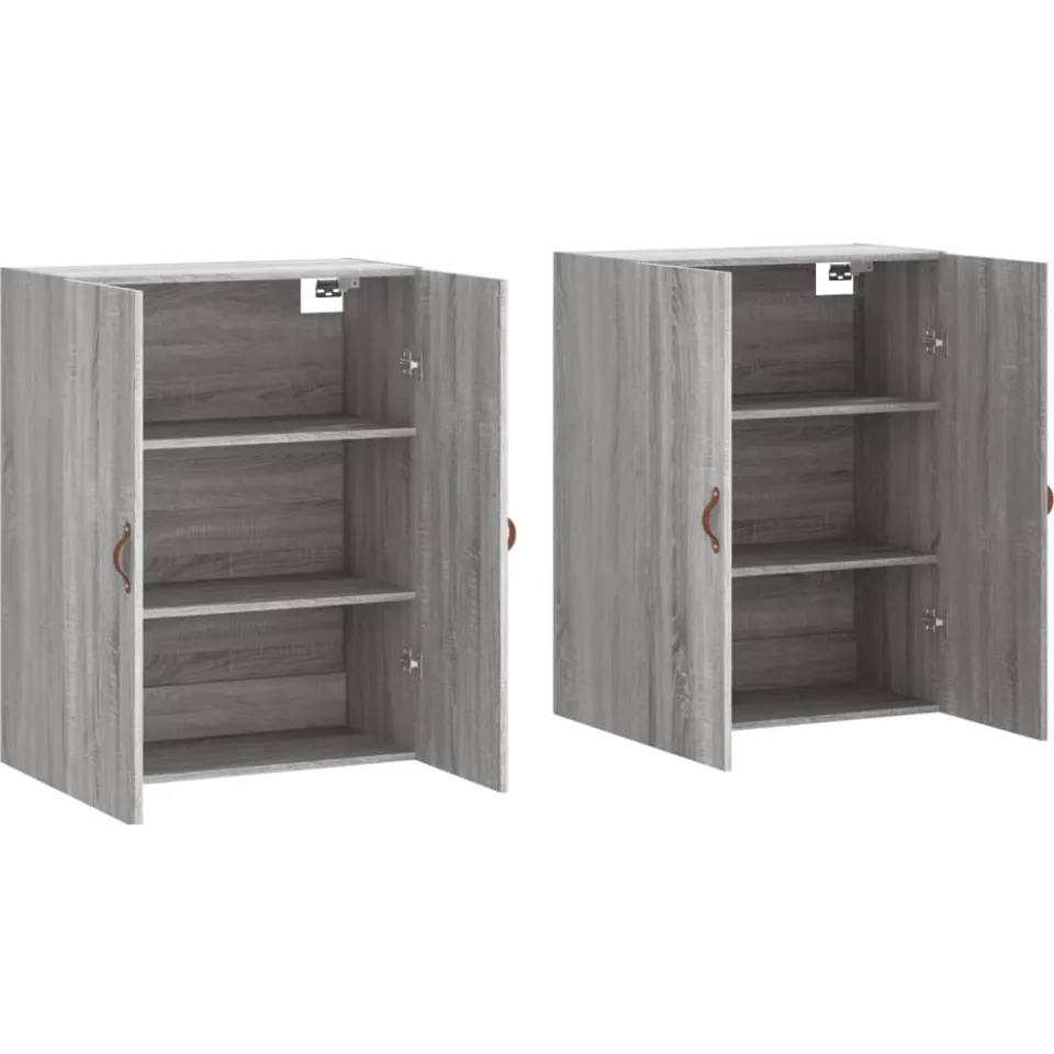 vidaXL Hangkasten 2 st 69,5x34x90 cm grijs sonoma eikenkleurig