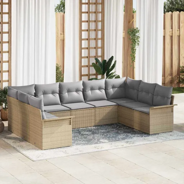 vidaXL Tuinbankenset met kussen Beige poly rattan