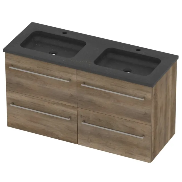 Basic-Line Rocky 46 Badmeubelset Hardsteen 120x46x62 cm R46bsdso2x602 Scotch Oak Blue Stone Grijs