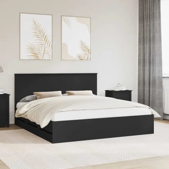 vidaXL Bedframe met lade met opslag Zwart 180 x 200 cm Ingenieurshout