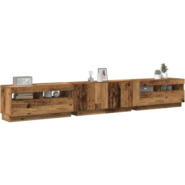 vidaXL Tv-meubel met LED 260x35x40 cm bewerkt hout oud hout Bruin