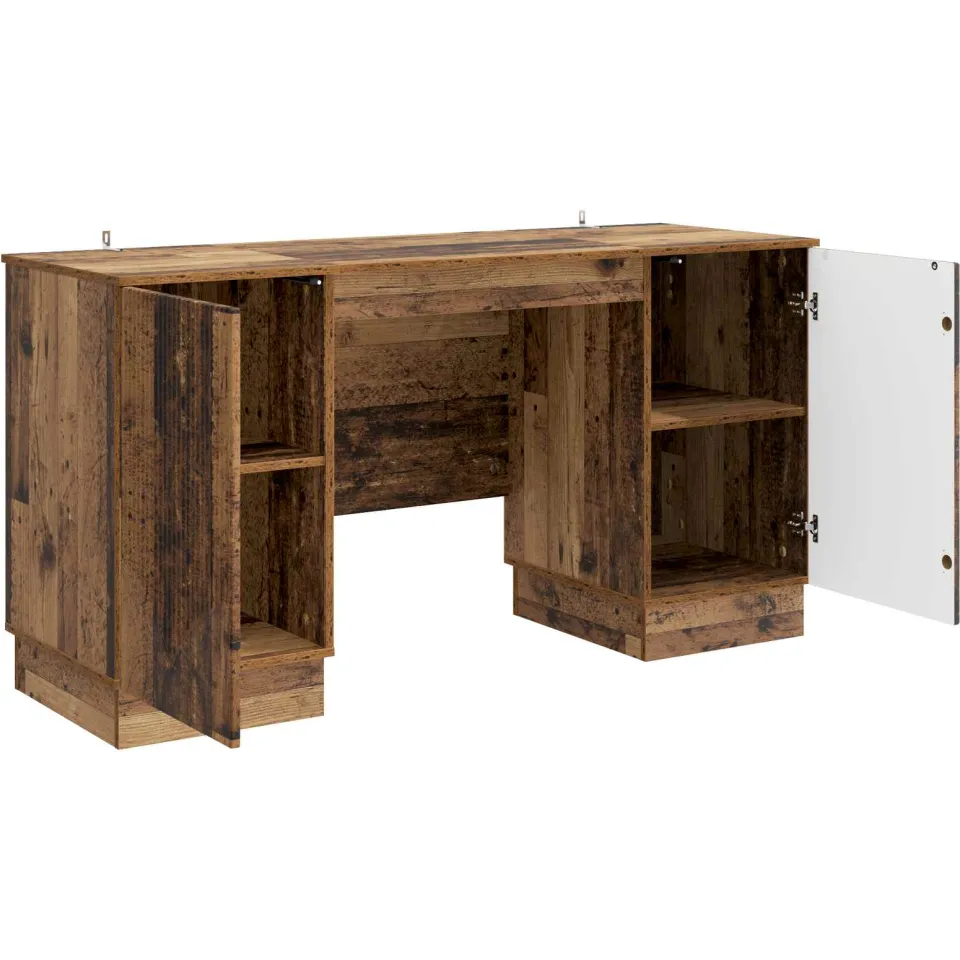 vidaXL Bureau Oud hout 142,5 x 50 x 75 cm Bewerkt hout bruin, foto 3