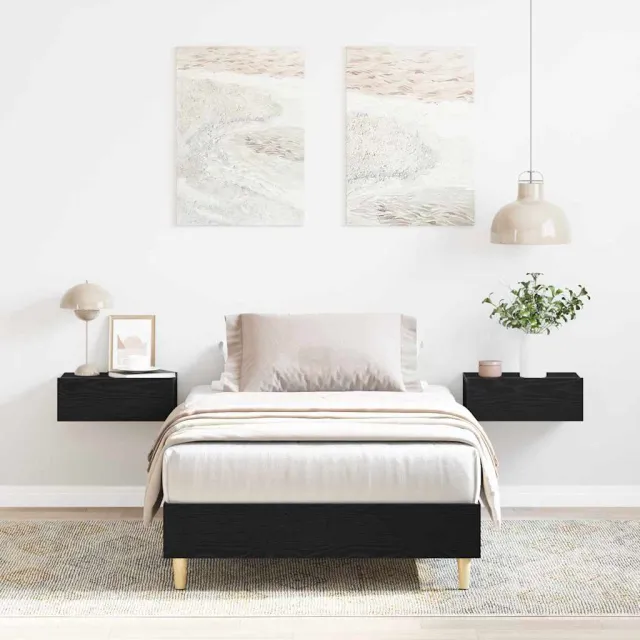 vidaXL Bedframe Zwart Eiken 203 x 93 x 25 cm Bewerkt hout