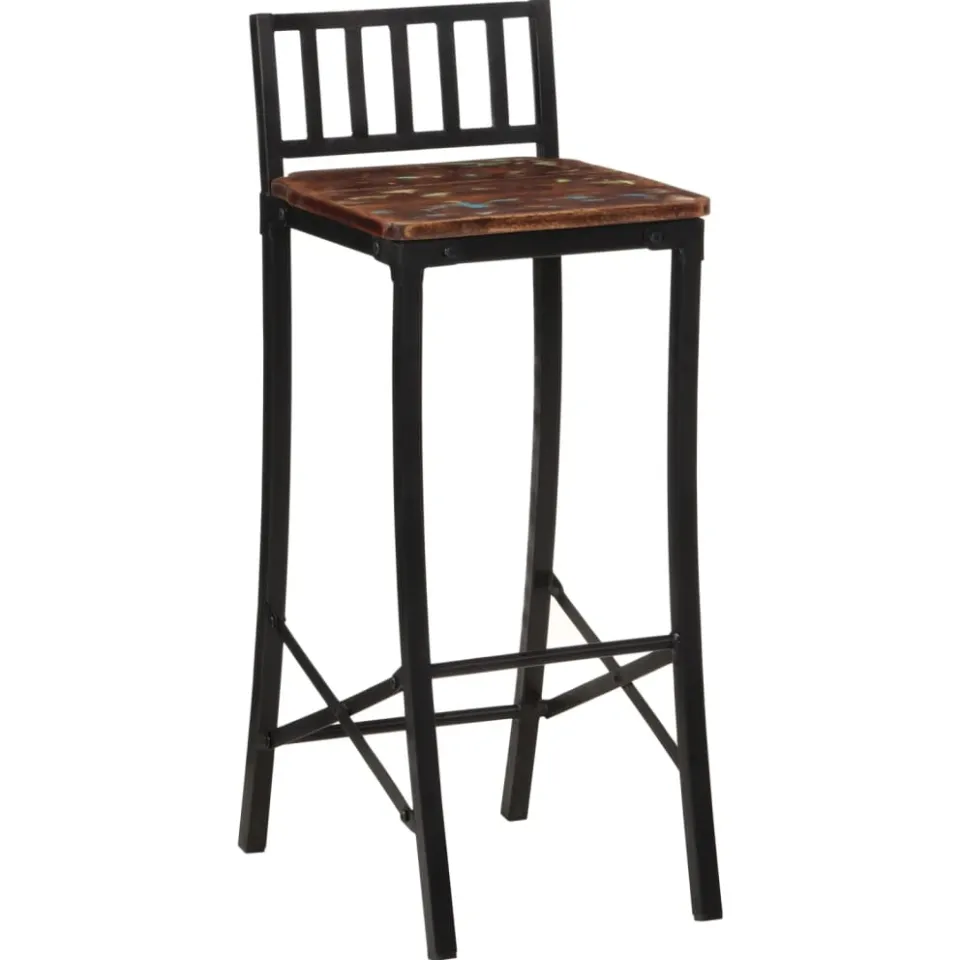 vidaXL Barstoelen 4 st massief gerecycled hout meerkleurig, foto 2