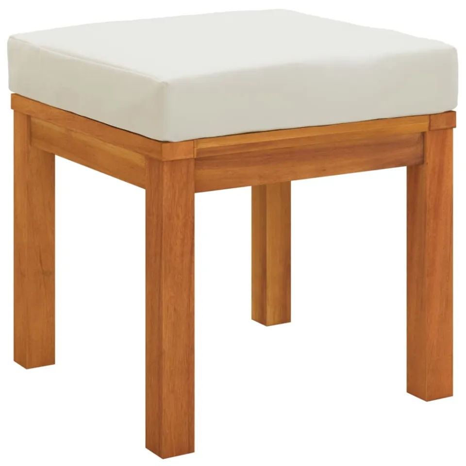 vidaXL Tuinkrukjes 2 st met kussens 40x40x42 cm massief acaciahout crème, foto 2