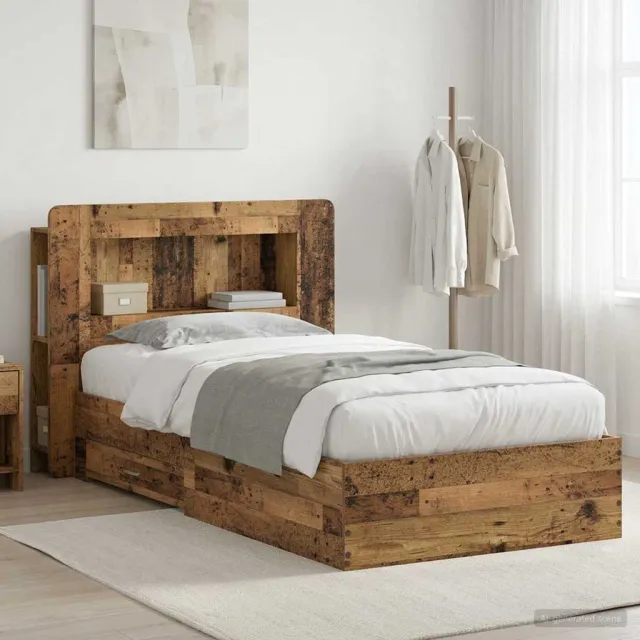 vidaXL Bedframe met opslag Oud hout 80 x 200 cm Bewerkt hout Bruin