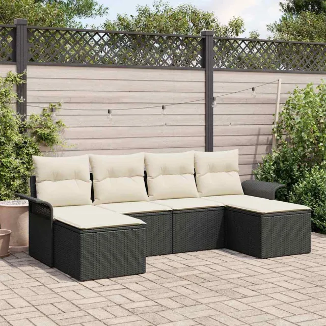 vidaXL Tuin Sofa Set 6 st Zwart poly rattan, foto 2