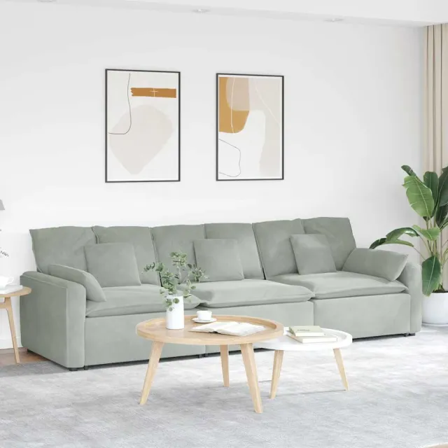 vidaXL Modulaire bank met kussens lichtgrijs