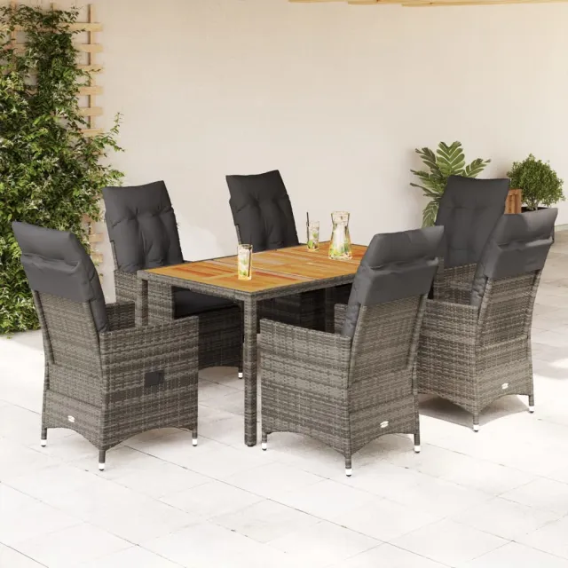 vidaXL 7-delige Tuinset met kussens poly rattan grijs, foto 2