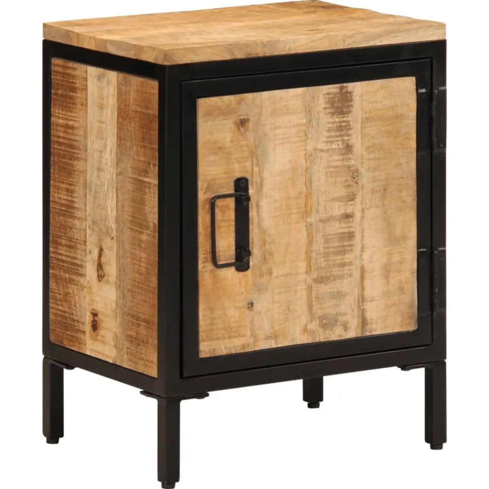 vidaXL Nachtkastje 40x30x52,5 cm massief ruw mangohout bruin, foto 4