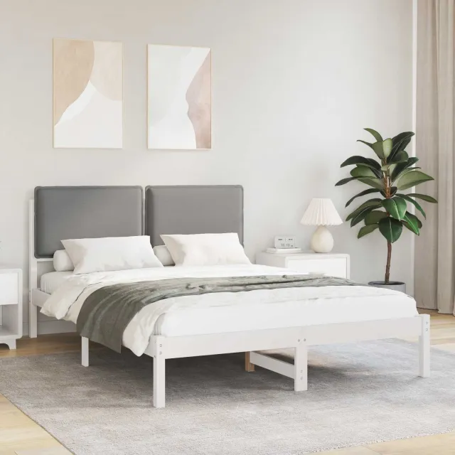 vidaXL Bedframe met Gevoerd Hoofdgedeelte Lichtgrijs 140 x 190 cm
