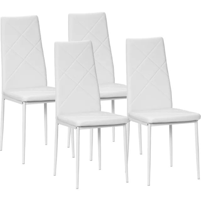 Homona Eetkamerstoelen - Set van 4 - Kunstlederen bekleding en stalen frame - 41 x 50 x 97 cm - Wit