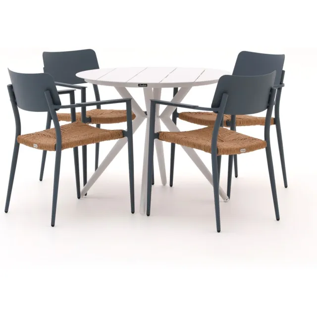 Bellagio tuinmeubelen Bellagio Cino/Sora ø 90cm dining tuinset 5-delig stapelbaar wit, foto 2