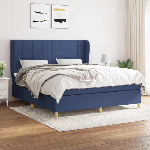 vidaXL Boxspring met matras stof blauw 180x200 cm