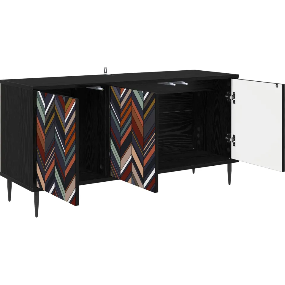 vidaXL Tv-meubel OMMEN 102 x 33 x 51 cm Zwart eiken Bewerkt hout