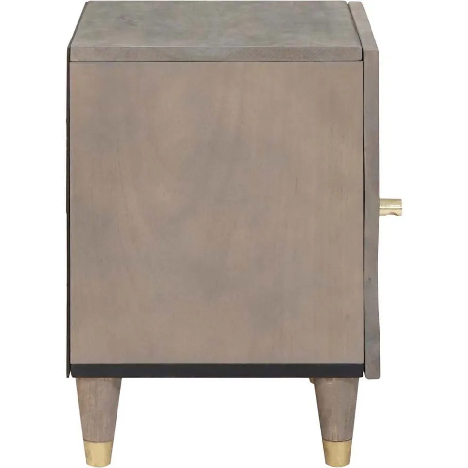 vidaXL Nachtkastje met Deur Grijs 40 x 33 x 46 cm Massief Mango Hout, foto 4