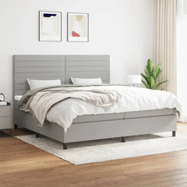 vidaXL Boxspring met matras stof lichtgrijs 200x200 cm grijs