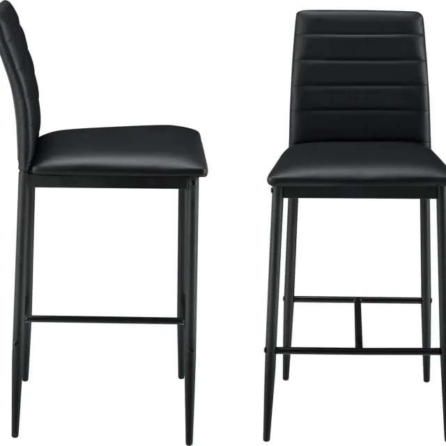 en.casa Barkruk Lidköping kunstleer 96x43x47 cm set van 2 - zwart