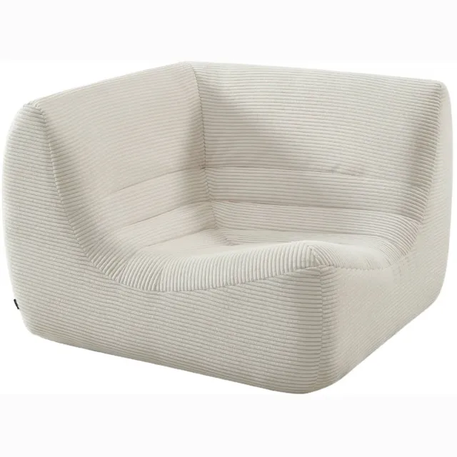 sweeek Ribfluwelen loungestoel hoekmodule met 1 zitplaats - sokol Crème