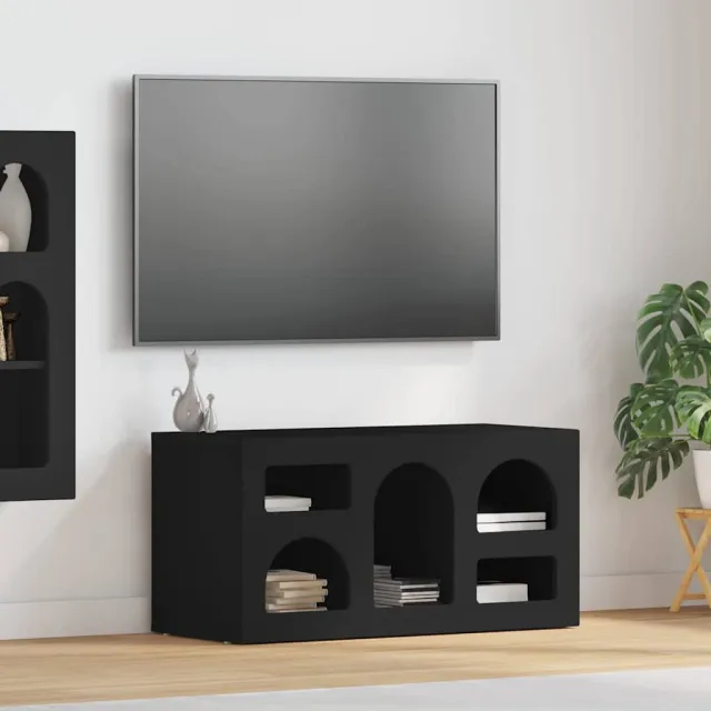 vidaXL TV-kast ELST 80 x 35 x 40 cm Zwart Bewerkt hout, foto 2