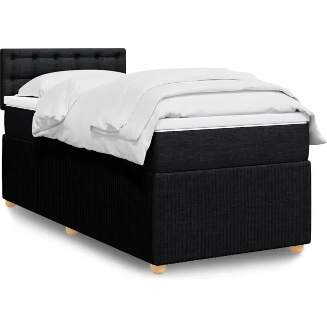 vidaXL Boxspring met matras stof zwart 90x200 cm