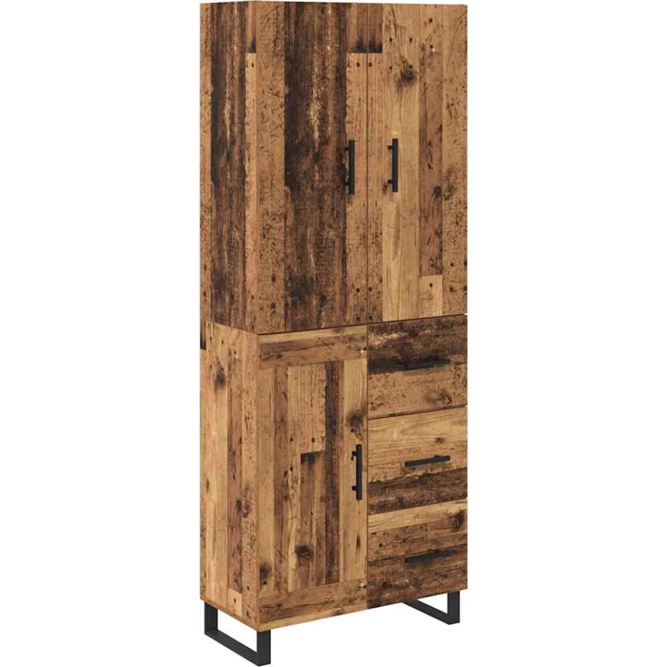 vidaXL Hoge kast 2 st Oud Hout 69,5 x 34 x 180 cm bruin, foto 3