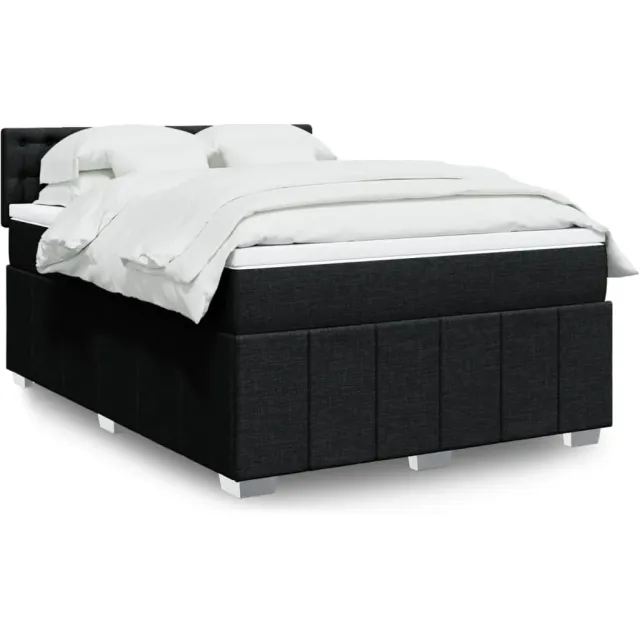 vidaXL Boxspring met matras stof zwart 160x200 cm