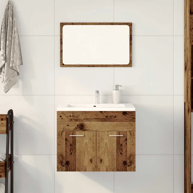vidaXL 2-delige Badkamermeubelset bewerkt hout oud houtkleurig Bruin